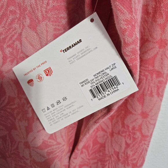Terramar Women's Standard Ultra Merino Half Zip in Rose Snow Dusting- Size Large - Picture 4 of 9